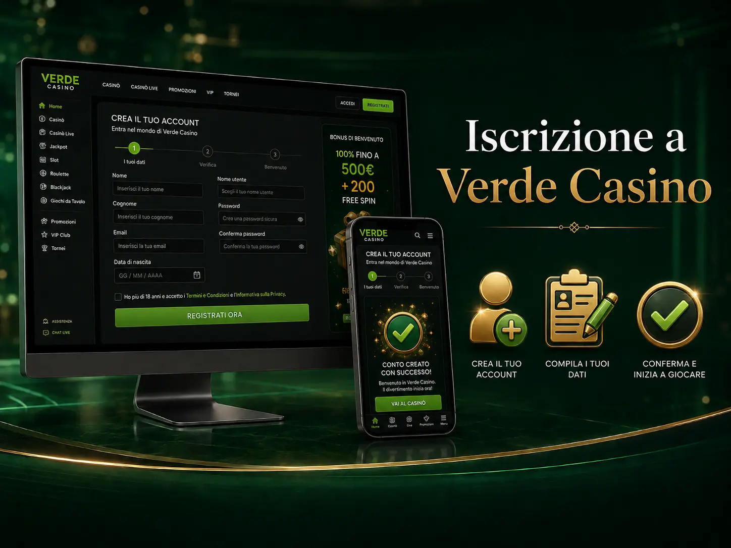 Registrazione sulla Piattaforma Casino Verde