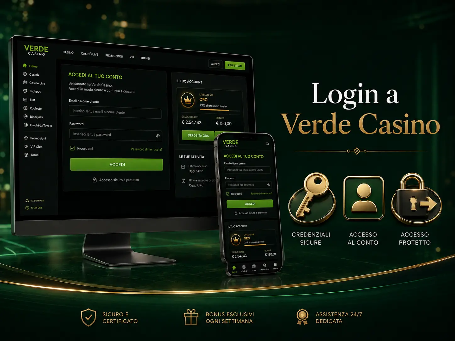 Accesso all'Account Verde Casino