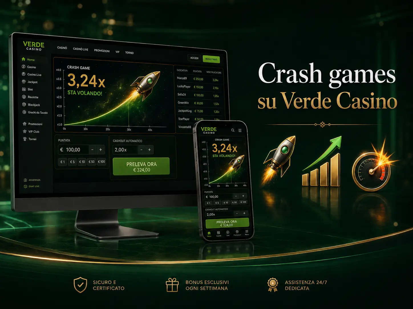 Crash games popolari in Verde Casino